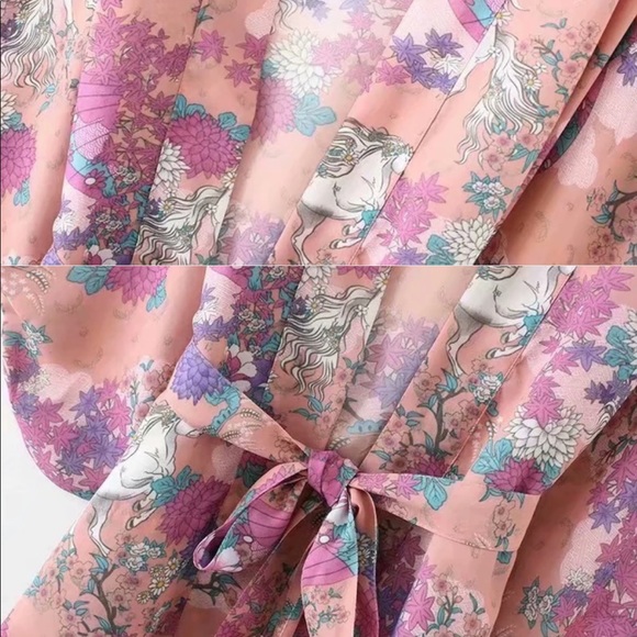Blushing Boho Wild Pony Unicorn Duster Kimono - Picture 11 of 15